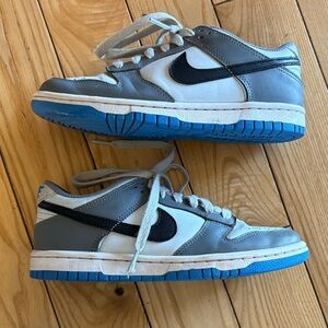 Nike Kids Sneakers Gray and White with Blue Accents